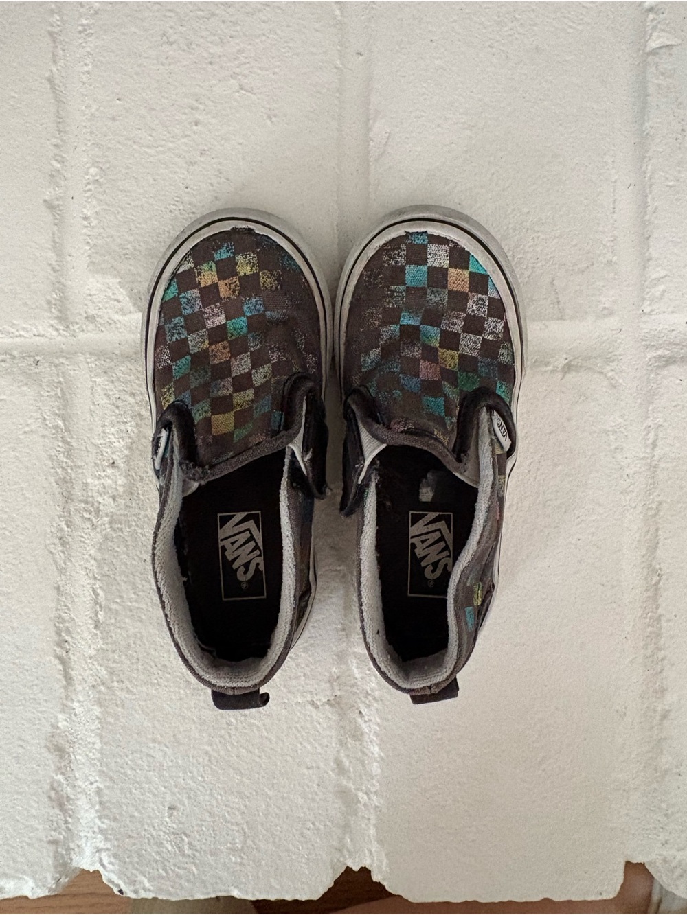 Vans Kids Slip-On Sneakers with Multicolor Checkerboard